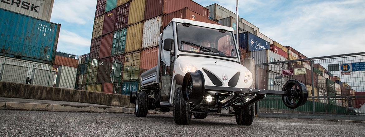 Electric utility vehicles ATX with rail system - Logistic centre