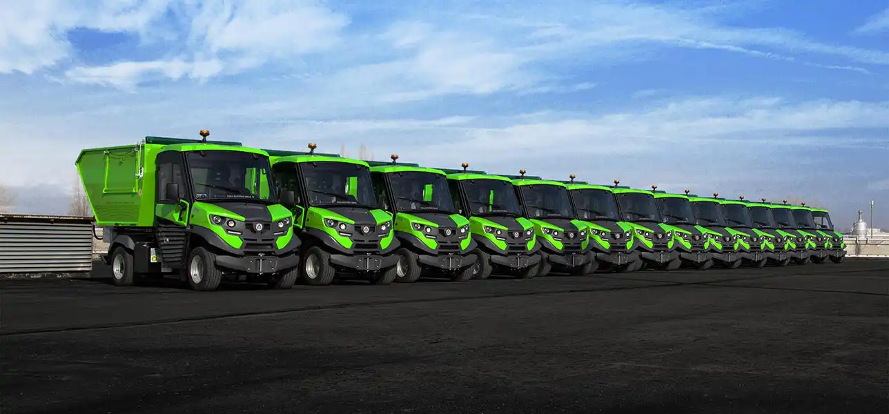 Fleet of refuse collection vehicles customised colour