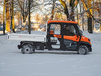 E-Geländewagen auf Schnee