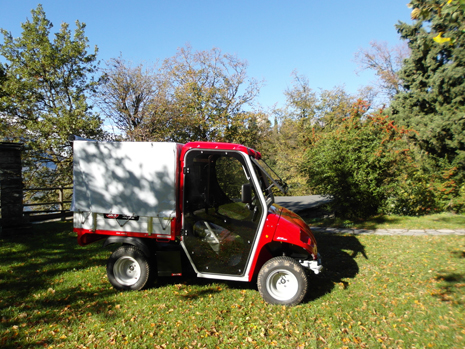 Elektrotransporter mit Reifen fuer Grasnarbe