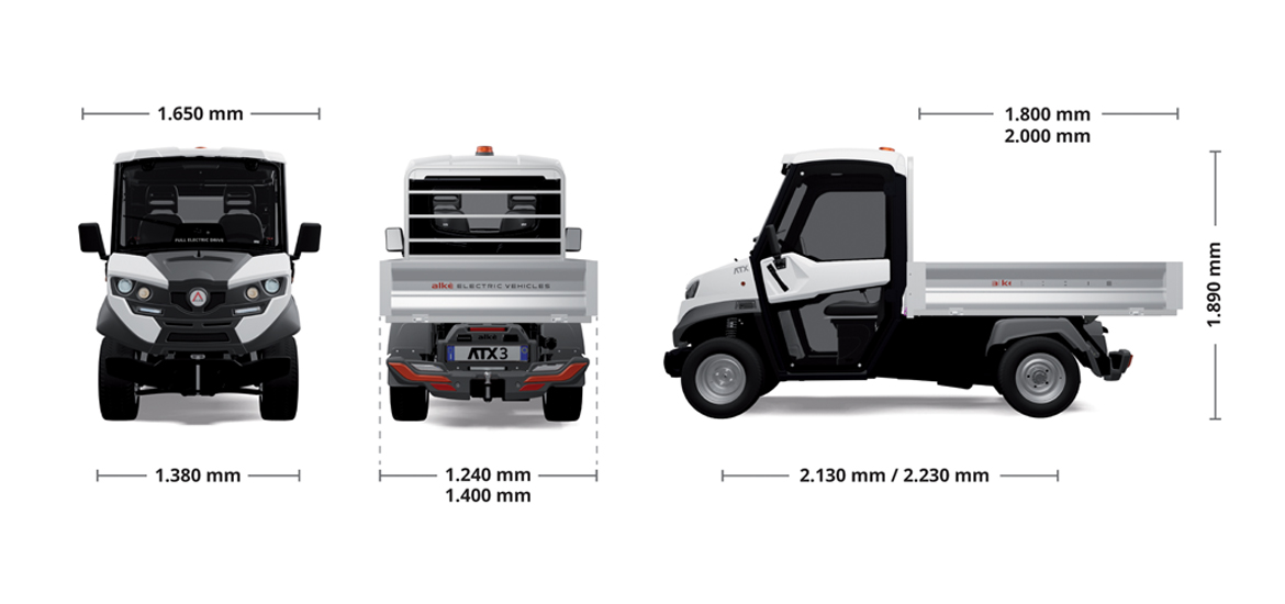 Alke' ATX330E electric vehicles: dimensions