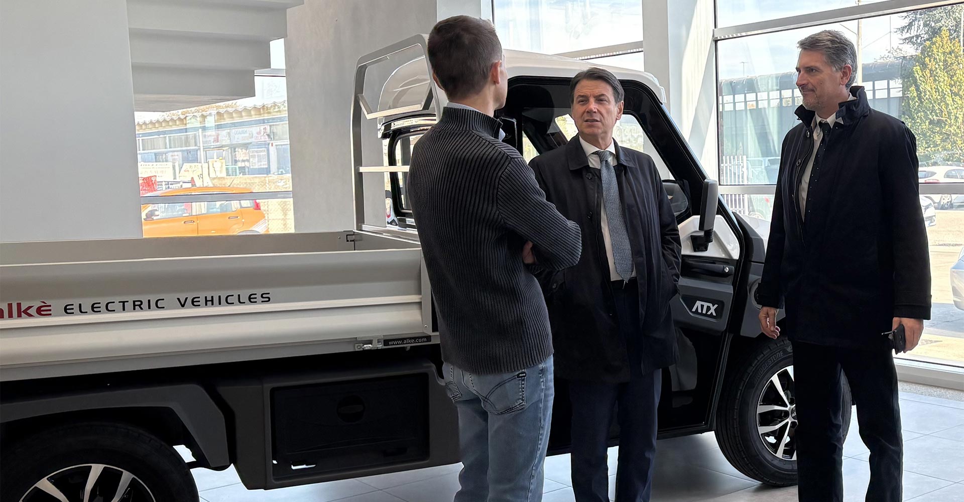 Former Italian Prime Minister Giuseppe Conte in Alkè factory