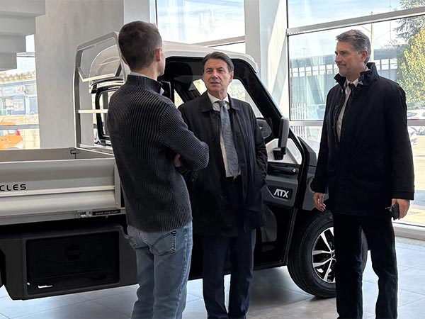 Former Italian Prime Minister Giuseppe Conte in Alkè factory